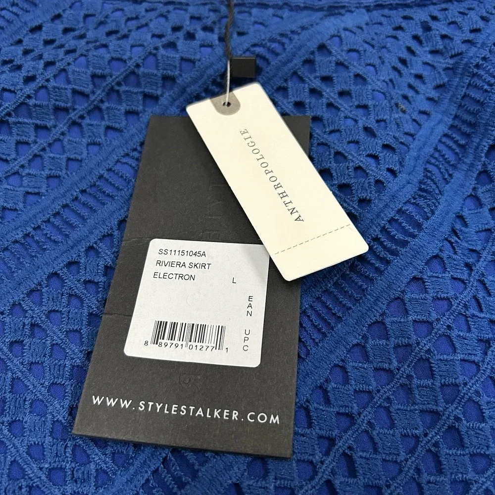 Anthropologie StyleStalker Riviera Skirt‎ Women's Large Blue A-Line Textured New
